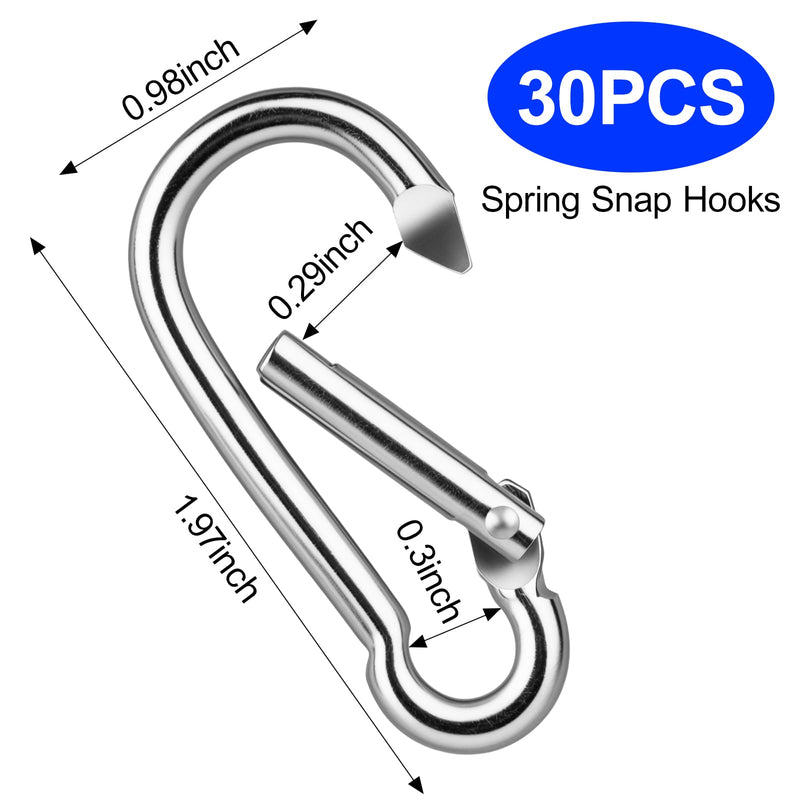30 Pcs Small Carabiner,1.97 inch Small Spring Snap Hook, Small Carabiner Clips for Outdoor Camping, Swing, Hammock, Hiking, Fishing, Quick Link Keychain,for Bird Feeders or Dog Leash.M5