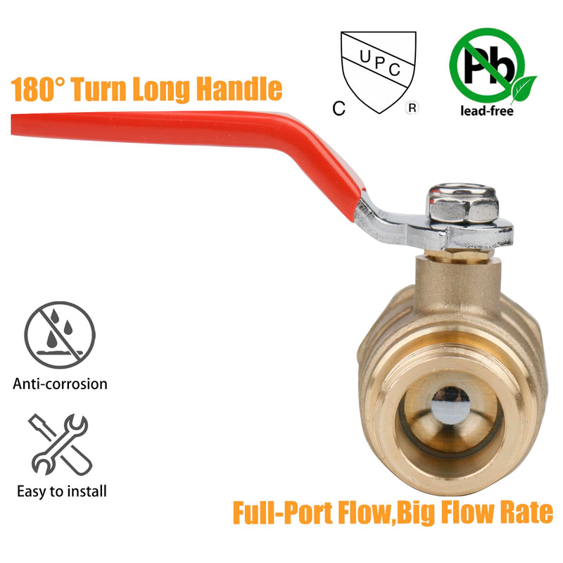 WHK Water Heater Drain Valve 3/4"MIP X 3/4" Male GHT Connection to drain or Flush Hot Water Heater Faster and Easy Big Full Port (Lead-Free Brass,2 Inch Shank with Long Handle,Straight) 2 inch shank 2 Inch shank Straight-Water heater drain valve
