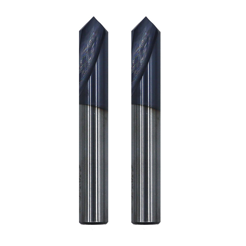 2Pcs 3/8in Solid Carbide Spotting Drill,90 Degree,2 Flutes,AlTiN Coated Bits Tool for Medium Hardness Steel, Brass, Iron 2