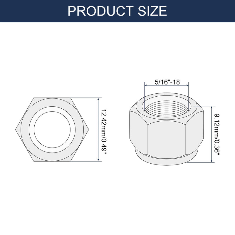 uxcell 100Pcs 5/16"-18 Nylon Insert Hex Lock Nuts, 316 Stainless Steel Self-Locking Nylon Insert Stop Nut for Industrial Construction Fasteners, Silver & White 100