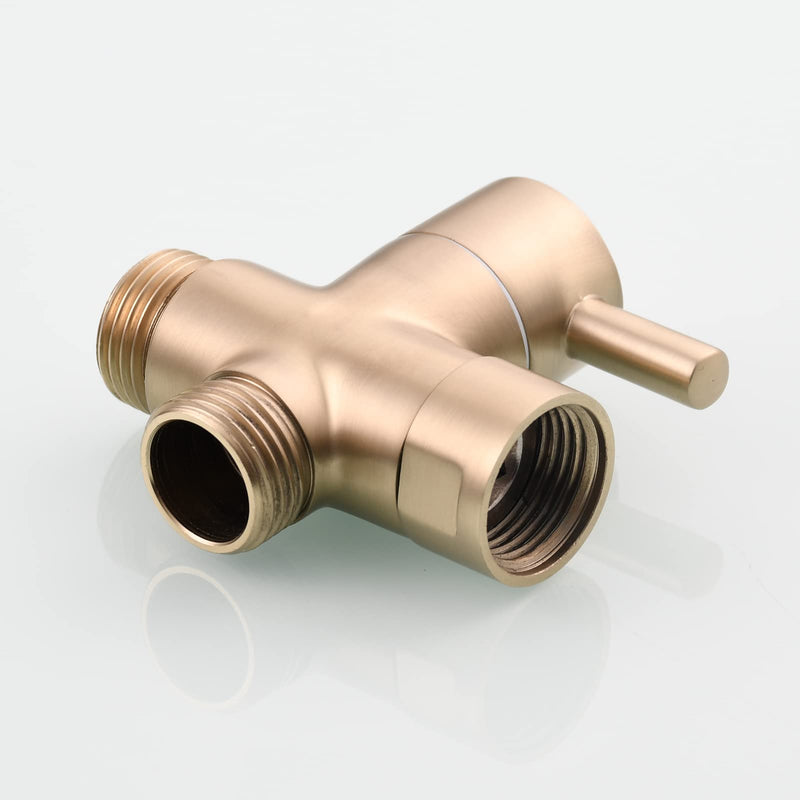 Tecmolog Brass Shower Diverter G1/2" 2-Way Shower Arm Diverter for Hand Held Showerhead and Fixed Spray Head, Brushed Gold, DSF007J2