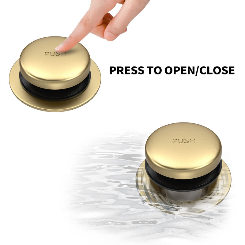 All Metal Tip-Toe Bathtub Drain Kit with Two-Hole Overflow Faceplate and Universal Fine/Coarse Thread Assembly, Bath Tub Drain Kit fits All Bathtub -Brushed Gold Brushed Gold