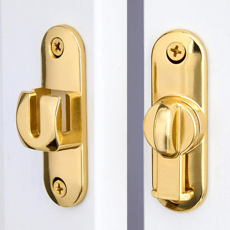 2 Packs Gold Barn Door Latches - Adjustable 90/180 Degree Flip Latch System - Zinc Alloy for Secure and Stylish Privacy Solutions on Barn Doors,Windows,Garden Access,Cabinets,and Sliding Doors Gold_V3 2
