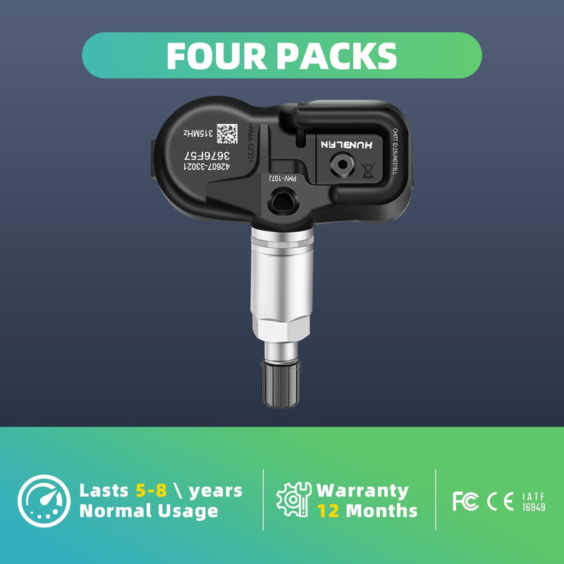 TPMS 2025 Sensor Tire Pressure Monitoring Sensor for Camry Prius Corolla Scion Yaris, Toyota RAV4 Highlander Camry Corolla - Lexus ES GS LS LX .42607-33021RPMV-107J 315MHz Set of 4