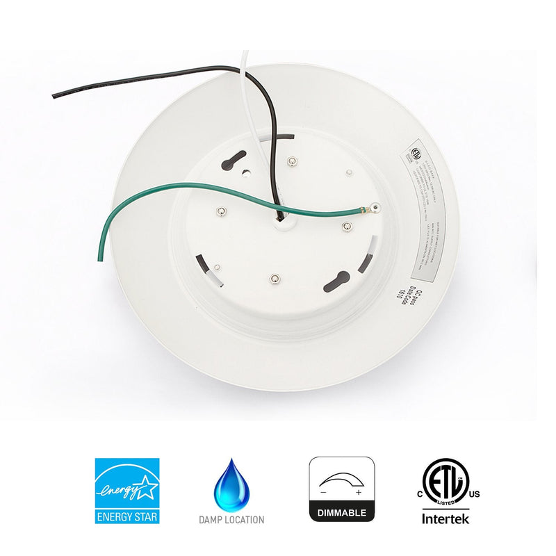 6 Inch LED Low Profile Recessed & Surface Mount Disk Light, Round, 15W, 900 Lumens, 5000K Daylight White, CRI80, Driverless Design, Dimmable, cETLus Listed, White(1 Pack)