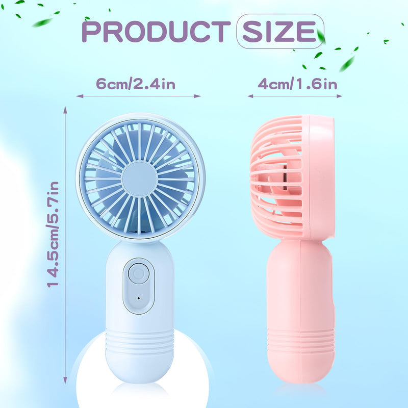 6 Pcs Mini Portable Fan Bulk Cute Handheld Lightweight Small Little Personal Hand Eyelash Fan 3 Speeds USB Rechargeable for Women Men Indoor Outdoor Makeup Travel (Blue,Pink,Purple) 6 Blue, Pink, Purple