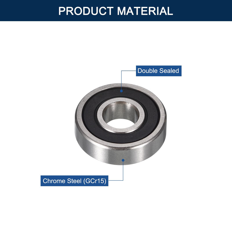 606-2RS Deep Groove Ball Bearings, ID 6mm x OD 17mm x Width 6mm Miniature Bearings, Double Rubber Sealed Ball Bearing Pre-Lubricated Chrome Steel Z2 Lever 10pcs 10 606-2RS 6x17x6mm