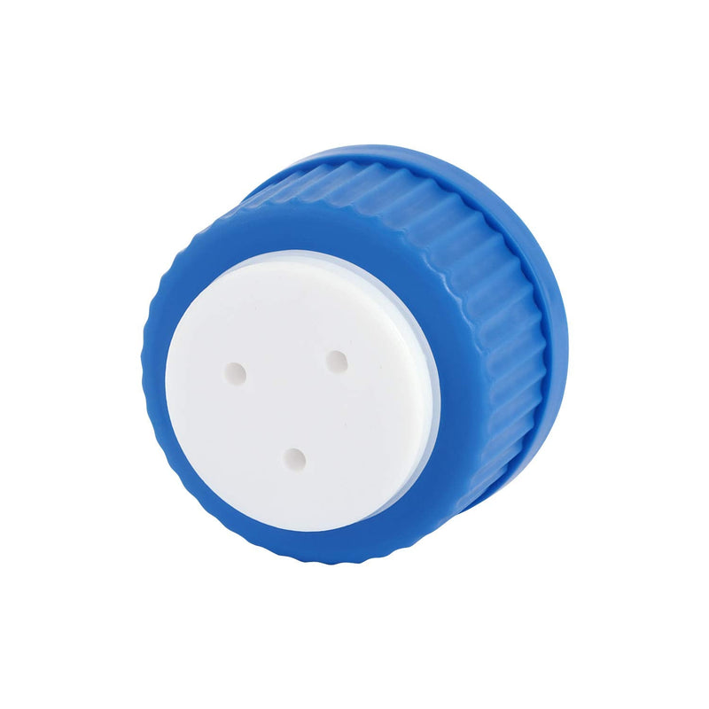 Moonetto Blue GL45 3-Port Safety Filling Cap with Three Holes for Glass Bottles, 1/8 Inch OD Tubing, Complete Kit (2 pc) 2