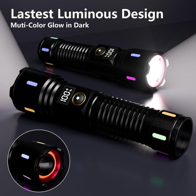 Rechargeable Flashlights High Lumens, 990,00LM LED Super Bright Flash Light, Handheld Tactical Flashlight, Adjustable High Powered Flash Lights, 5-Mode Powerful Linternas for Emergencies Camping