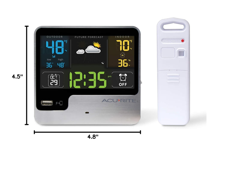AcuRite 01129M Alarm Clock with USB Charger, Outdoor Temperature & Weather Forecas