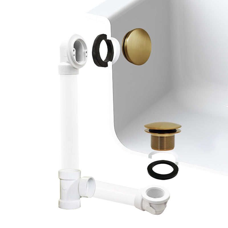 Westbrass D593PRK-18 Plumber's Pack Bath Waste Assembly with Tip-Toe Drain Plug, Illusionary Overflow Faceplate and Sch. 40 PVC Elbows, Brushed Bronze