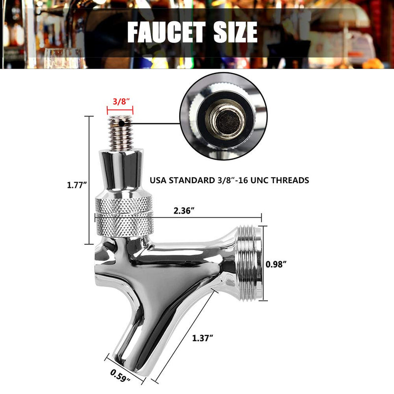 OneBom Beer Faucet with Nipple 4'' Shank Assembly,3/16’’I.D. Bore for Keg Fridge Keezer (4'' Shank)