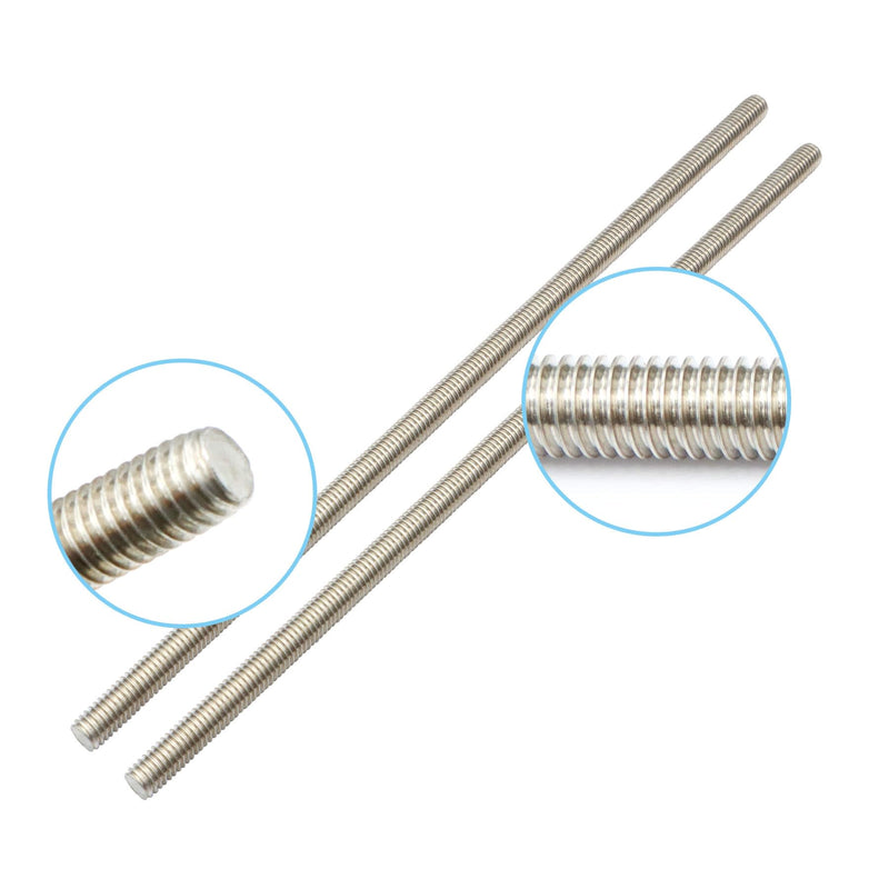 304 Stainless Steel 3/8"-16 Fully Threaded Rod, 4 Pieces 12" Length Long Threaded Rods