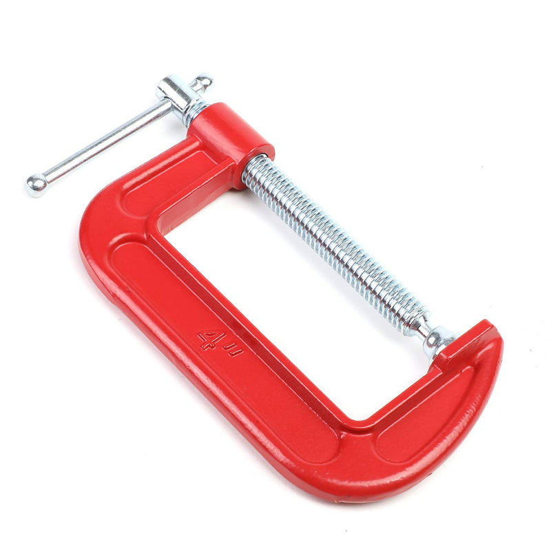 DNA Motoring TOOLS-00125 C-Clamp - 4 Inch Cast Iron Repair Tool w/Machined Steel Screw, Red Painted