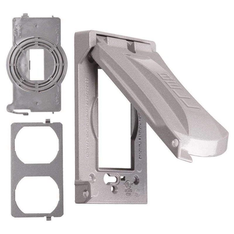 Hubbell Bell MX1050S Single-Gang Weatherproof Heavy Duty Universal Flip Cover, 2.87"W x 4.84"H, Gray Finish 1 Count (Pack of 1)