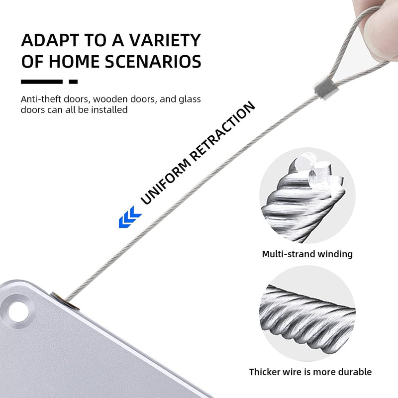 SHIMIDO Upgraded Punch-Free 1000g Automatic Screen Door Closer, Storm Door Closer, Sliding Screen Auto Door Closer with Steel Drawstring for Bathroom, Bedroom, Studyroom, etc.（2 Pack White） 2 Pack White