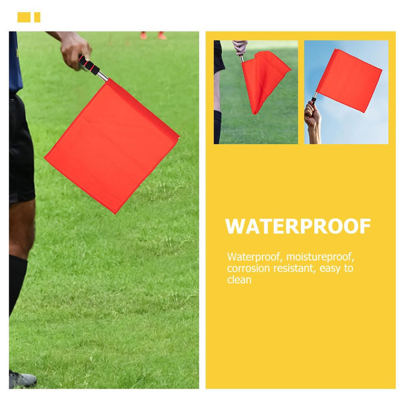 Yardwe 3PCS Referee Flag, Stainless Steel Hand Flag with Sponge Handle, Hand Signal Flag Training Sports Flags for Soccer Volleyball Basketball Football Competition