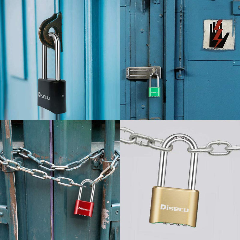 Heavy Duty 4 Digit Combination Lock 2.5 Inch Long Shackle Outdoor Waterproof Padlock for School Gym Locker, Fence, Gate, Case, Hasp Storage (Brass, 2 Pack) Brass