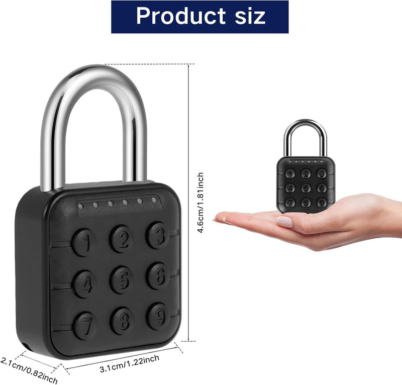 Combination Lock, 6 Digit Password Locker Lock, Aluminum Alloy Code Digital Padlock, Push Button Security Safe Padlock, Combination Padlock for Gym and School Lockers(black) Black