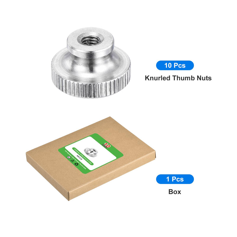 uxcell M5-0.8 Knurled Thumb Nuts, 10Pcs 304 Stainless Steel High Head Female Threaded Round Grip Knob Locking Nuts Fasteners Nuts, Silver 10