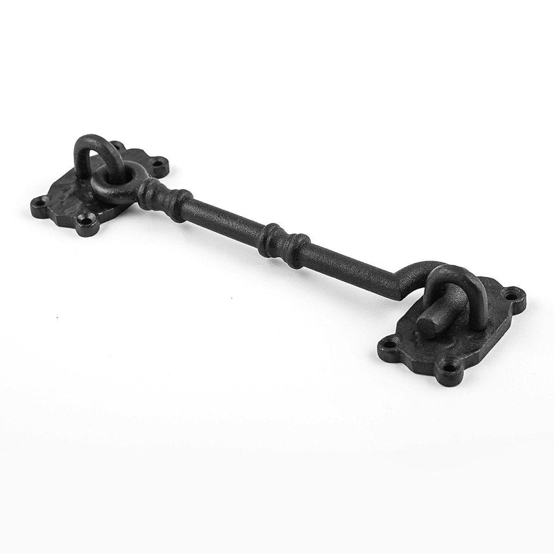 Renovators Supply Manufacturing Door Latch Lock 7.3 in. Black Wrought Iron Hook and Eye Latch for Door with Mounting Hardware Pack of 3 7.3-inch