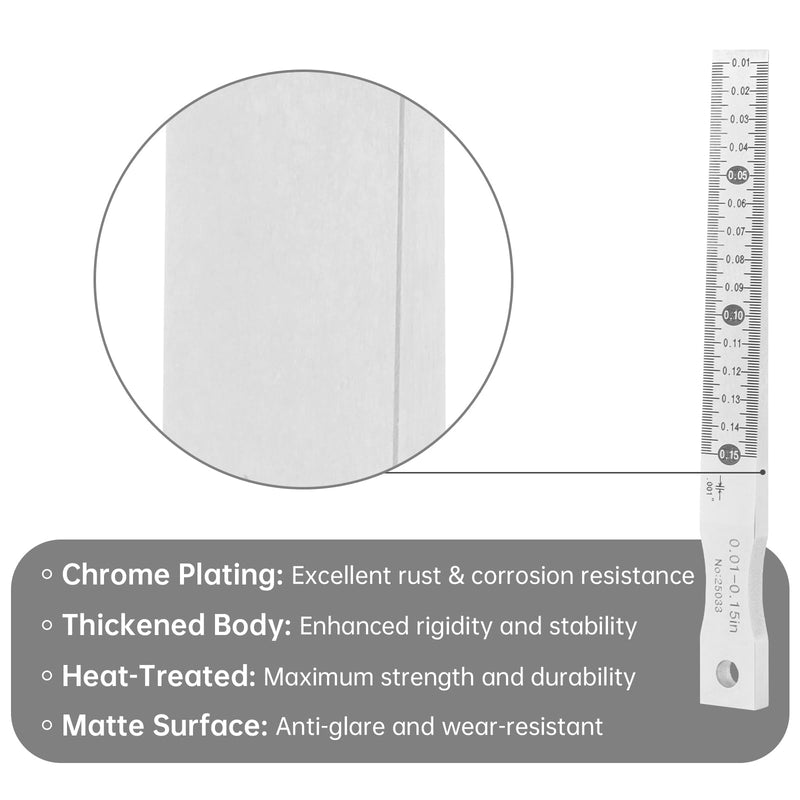 Taper Gap Gauge 0.01"-0.15", Graduation 0.001", Precision Wedge Feeler Gap Hole Measure Tool for Mold/Electrical Components with Laser Scales & Anti-Corrosion Coating