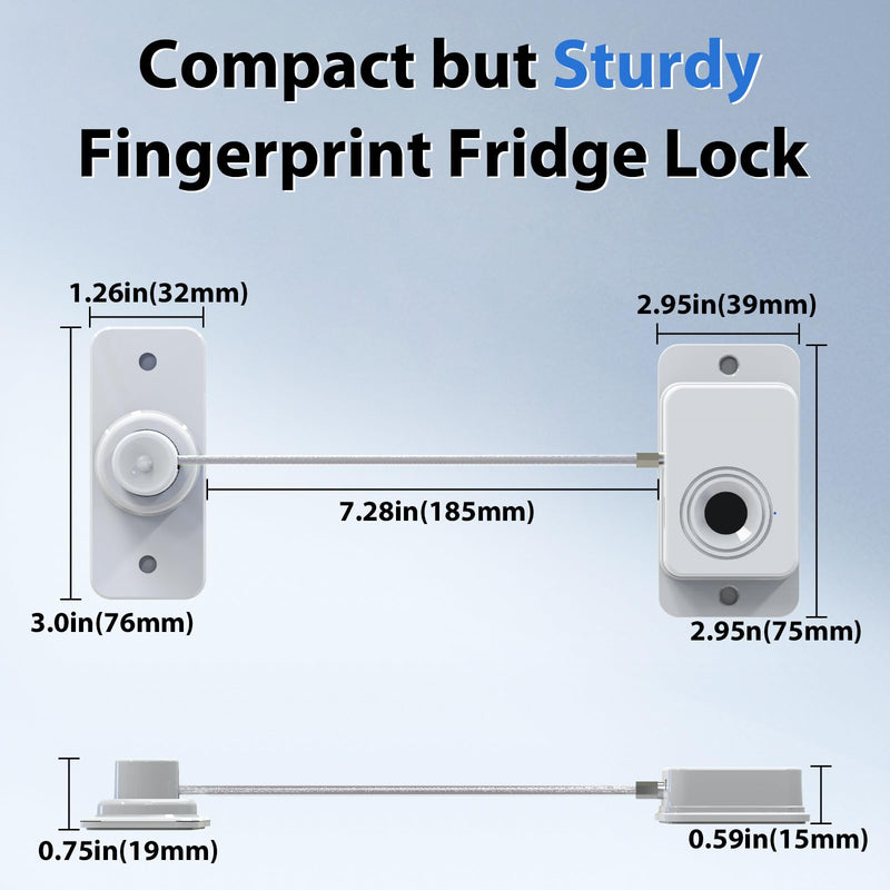 Fingerprint Fridge Lock,Child Proof Refrigerator Lock for Kids with Sticky Adhesive Pads,Cabinet Locks Baby Proofing for Fridge Cabinet Drawer Door Window Toilet