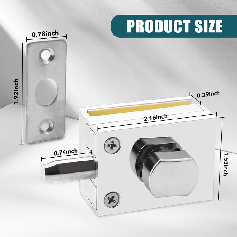Glass Door Lock, Glass Door Latch Replacement, Glass Shower Door Latch, Glass Door Locks No Drilling for 8-12mm Glass Door