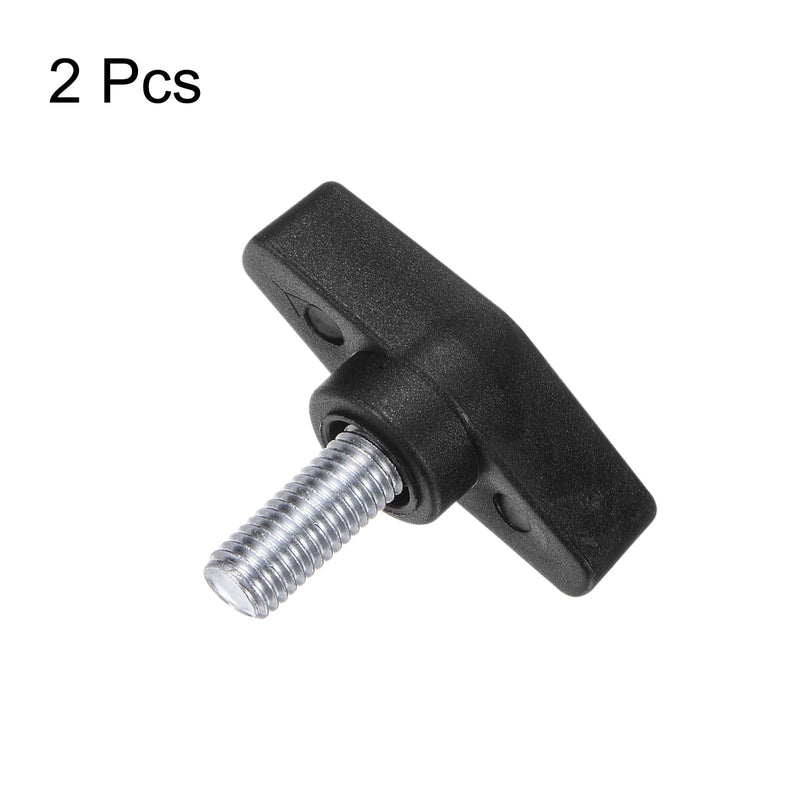 HARFINGTON 2pcs Tee Wing Knobs M10 x 20mm Metric Male Threaded Stud 55mm T Head Plastic Knob Handles Thumb Screws Hand Clamping Tightening Knob Grip Thumbscrew, Black M10 x 20mm x 55mm