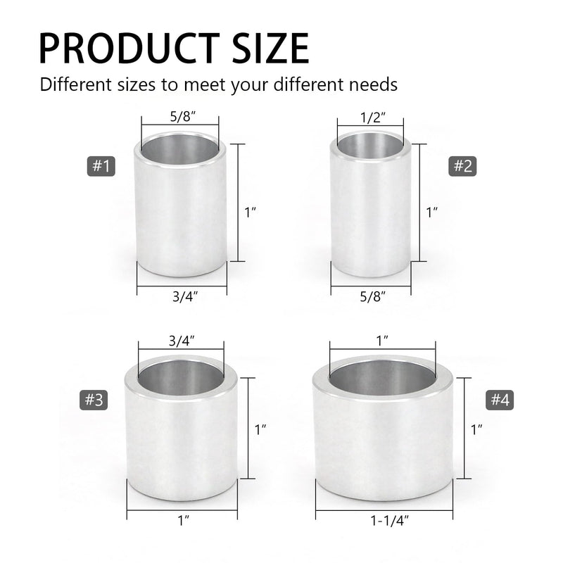 SCOTTCHEN 1-Inch Thick Aluminum Reducing Bushing Arbor Adapters, ID 1/2" OD 5/8" | ID 5/8" OD 3/4" | ID 3/4" OD 1" | ID 1" OD 1-1/4", For Bench Grinding Wheel Sanding Wheel- S/4