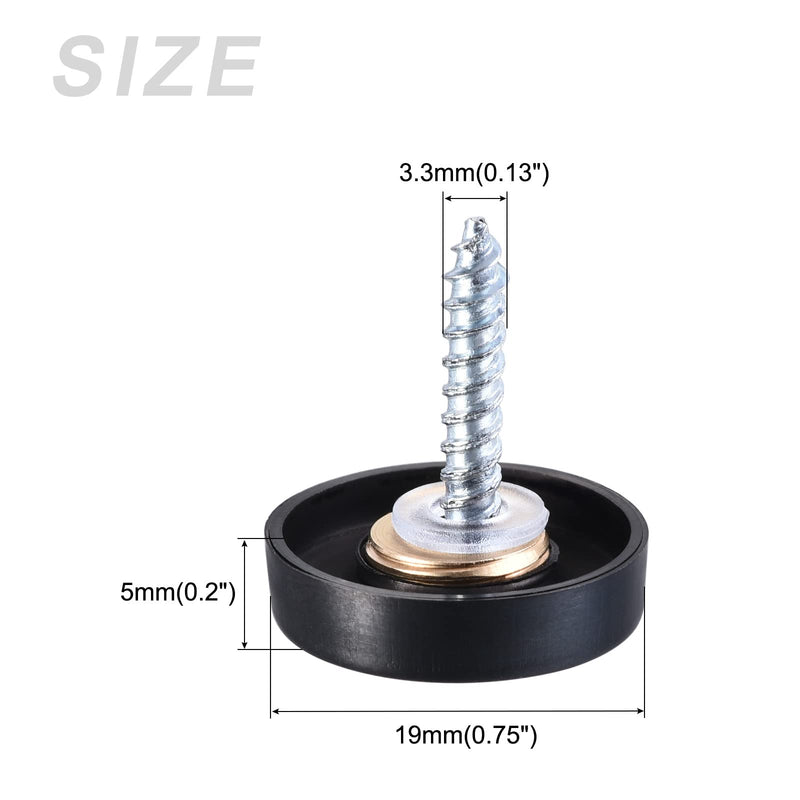 METALLIXITY Mirror Screws (19mm/0.75") 4Pcs, Decorative Cover Cap Nails Brushed - for Sign Advertising Hardware, Construction, Black 19mm