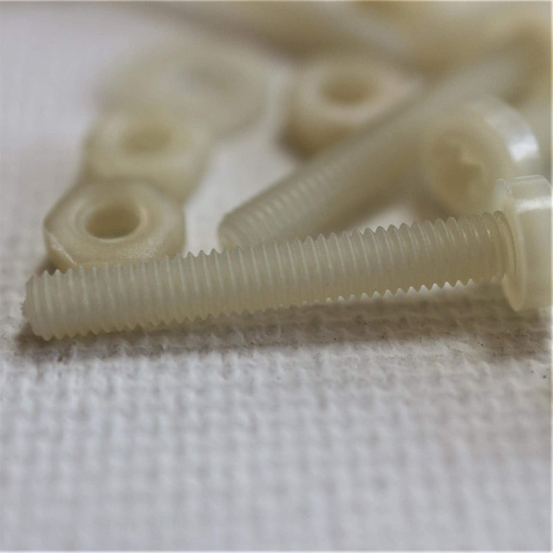 50x Glass Filled Reinforced Nylon Pan Cross Head Machine Screws, M3 x 20 mm, Plastic Nuts, Bolts and Washers, (3/32 x 25/32 in)