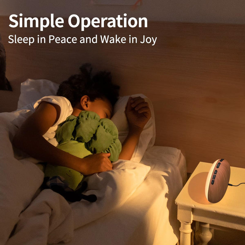 Wake Up Light Sunrise Alarm Clock for Bedroom Sunrise Sunset Simulation 23 Natural Sounds 13 Colors Night Light Dual Alarms and Snooze Sleep Aid for Heavy Sleepers Kids Adults (Wood Grain) Wood Grain