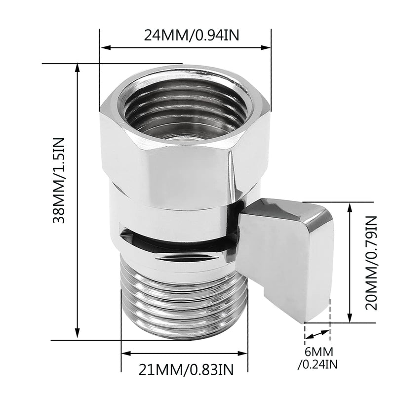 BokWin Shower Head shutoff Valve，Water Flow Control Valve Brass Shut Off Valve G1/2 Water Pressure Regulator for Hand Held Shower Head & Bidet Sprayer