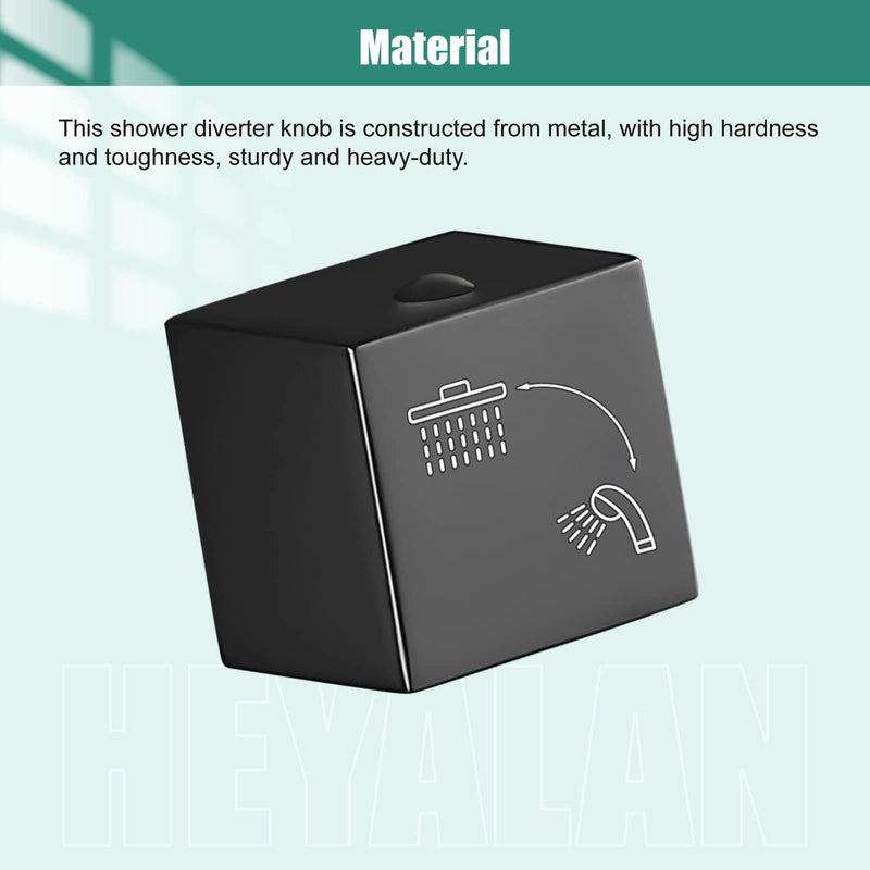 Heyalan Shower Diverter Knob 2 functions Shower Water Flow Converter Square Matte Black