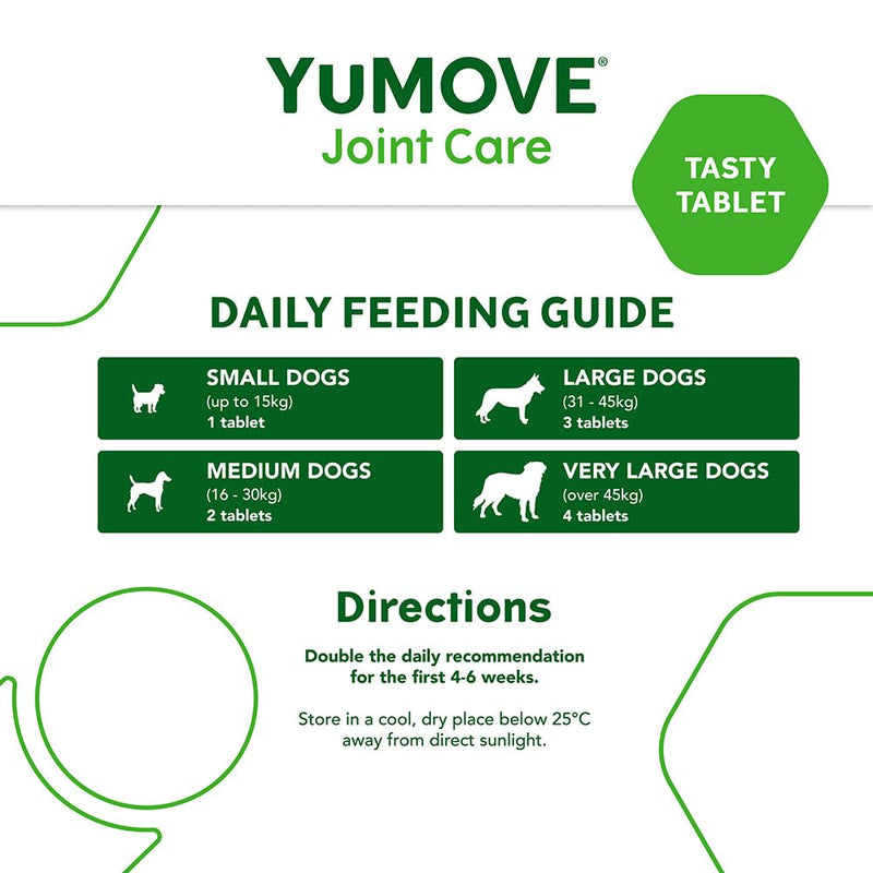 YuMOVE Senior Dog | Hip and Joint Supplement for Stiff Adult Dogs with Glucosamine, Chondroitin, Green Lipped Mussel | 9 years and older | 240 tablets 240 compresses - PawsPlanet Australia