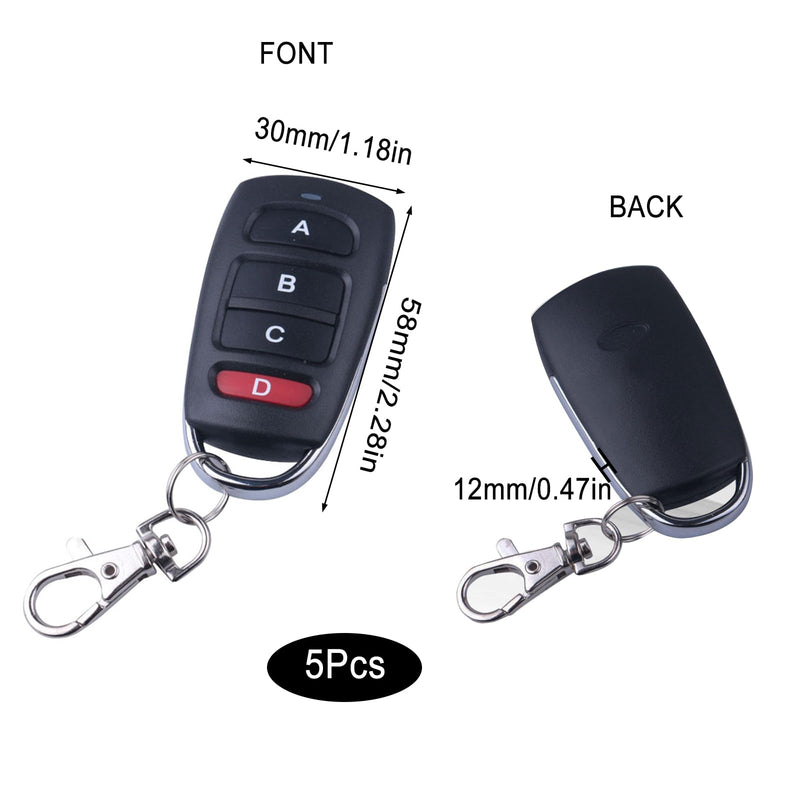 5PCS 433.92MHz Gate Opener Remote, 4 Button Garage Door Opener Remote 433Mhz Electric Gate Garage Door Remote Control Duplicator Fob Opener for Electric Garage Door Car