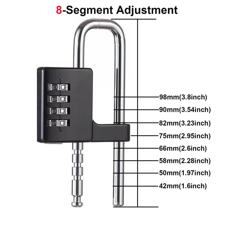Cabinet Combination Padlock, U Shaped Stainless Steel Gym Locker Lock With Code Long Adjustable Shackle for Outdoor, School, Sports Lockers, Fences (Black-2pcs) Black-2pcs