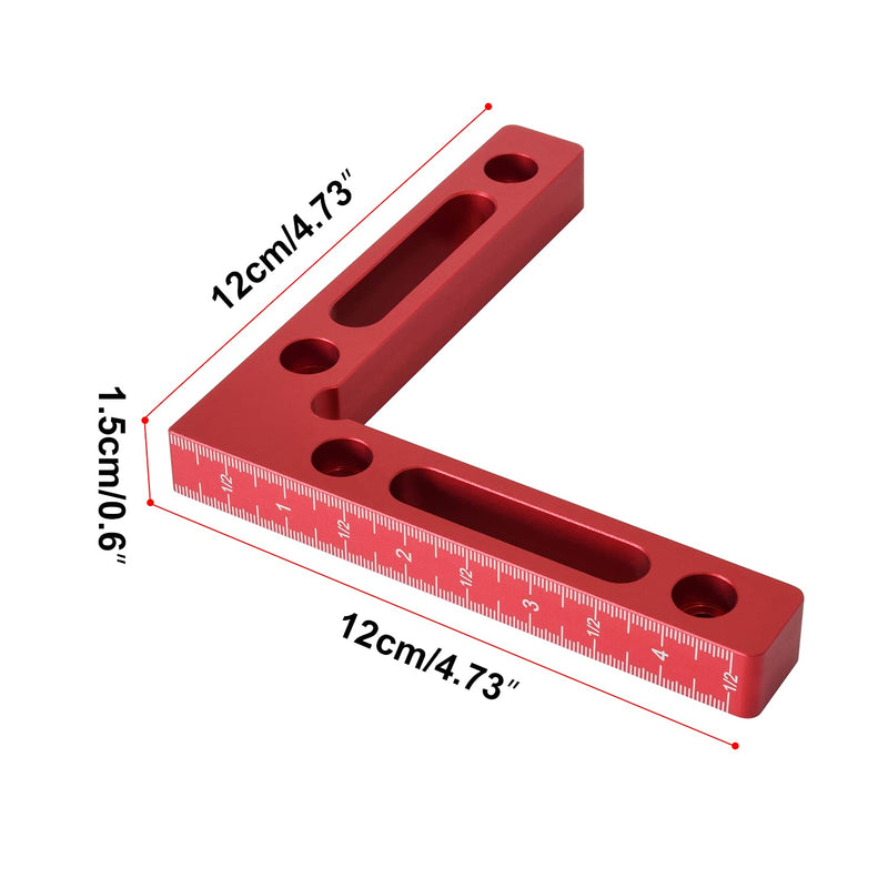 Mocoum Aluminium Alloy 90 Degree Positioning Squares 4.7" x 4.7"(12x12cm) Right Angle Clamps Woodworking Carpenter Tool Corner Clamping Square for Picture Frame Box Cabinets Drawers Red, 2pcs