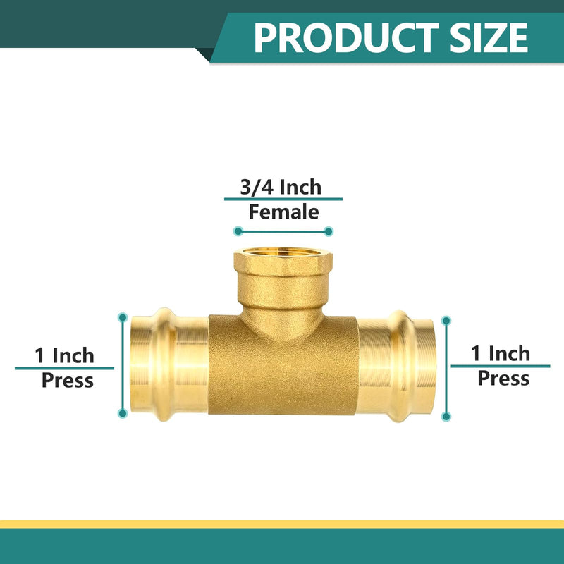 2-Pack Niikappu 1" x 1" Copper Press x 3/4" Female NPT Tee(PRESS243-2) 2 1" x 1" Press x 3/4" Female NPT