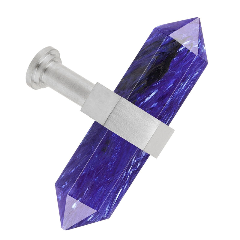 moonsix 4pcs Double Pointed Hexagonal Stone Silver Knobs, Blue Melting Silver Handle