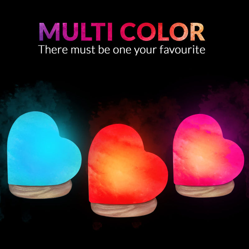 Himalayan Glow 944AC USB Heart Salt Lamp, Multicolor Night light, Best Home Decor by WBM, 4-5 Lbs, Traditional