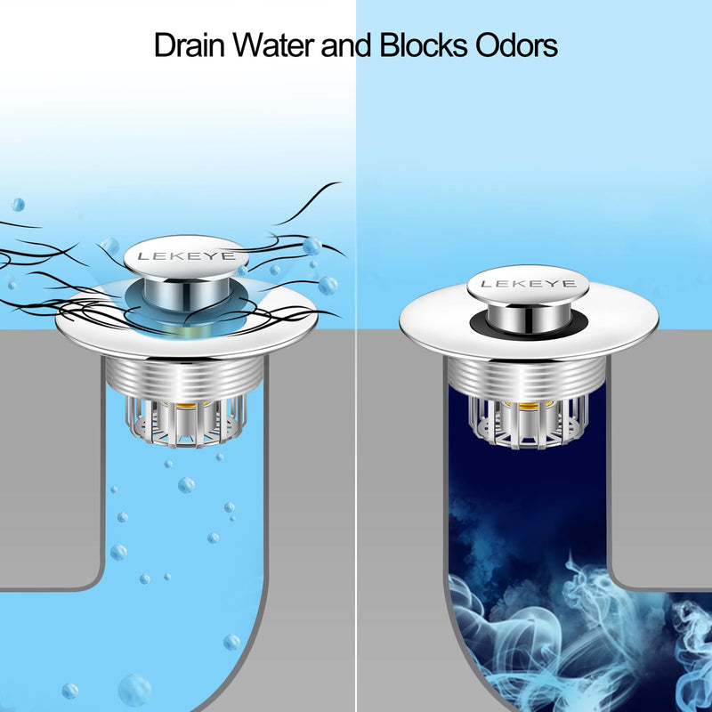 LEKEYE Tub Stopper | Shower Drain Hair Catcher | Pop-up Drain Stopper with Strainer | Bathroom Bathtub Plug | Drain Protector for 1-1/2 to 1-3/4" Bath Drain Hole Silver