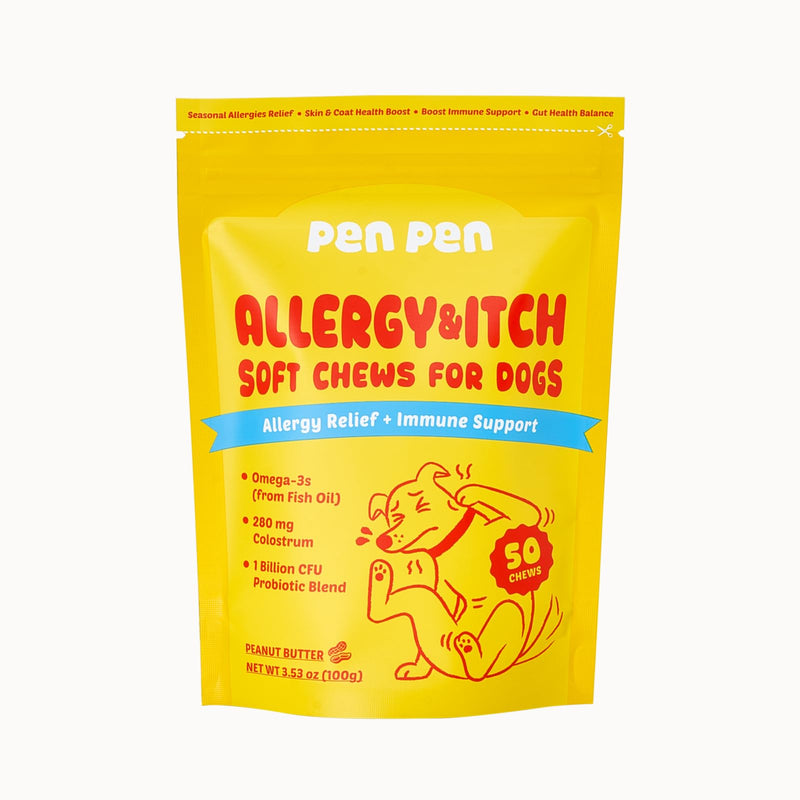PENPEN Dog Allergy Relief Chews, Dog Itching Skin Relief, Omega 3 for Dogs Itch Supplement, Relieve Seasonal Allergy, Provide Immune Support (Peanut Butter Chews, 50ct) 50 Chews