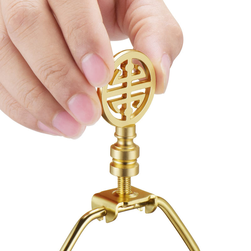Canomo 2 Packs Oriental Asian Lamp Finial Cap Knob Lamp Decoration for Lamp Shade, Brass, 2.16 Inches
