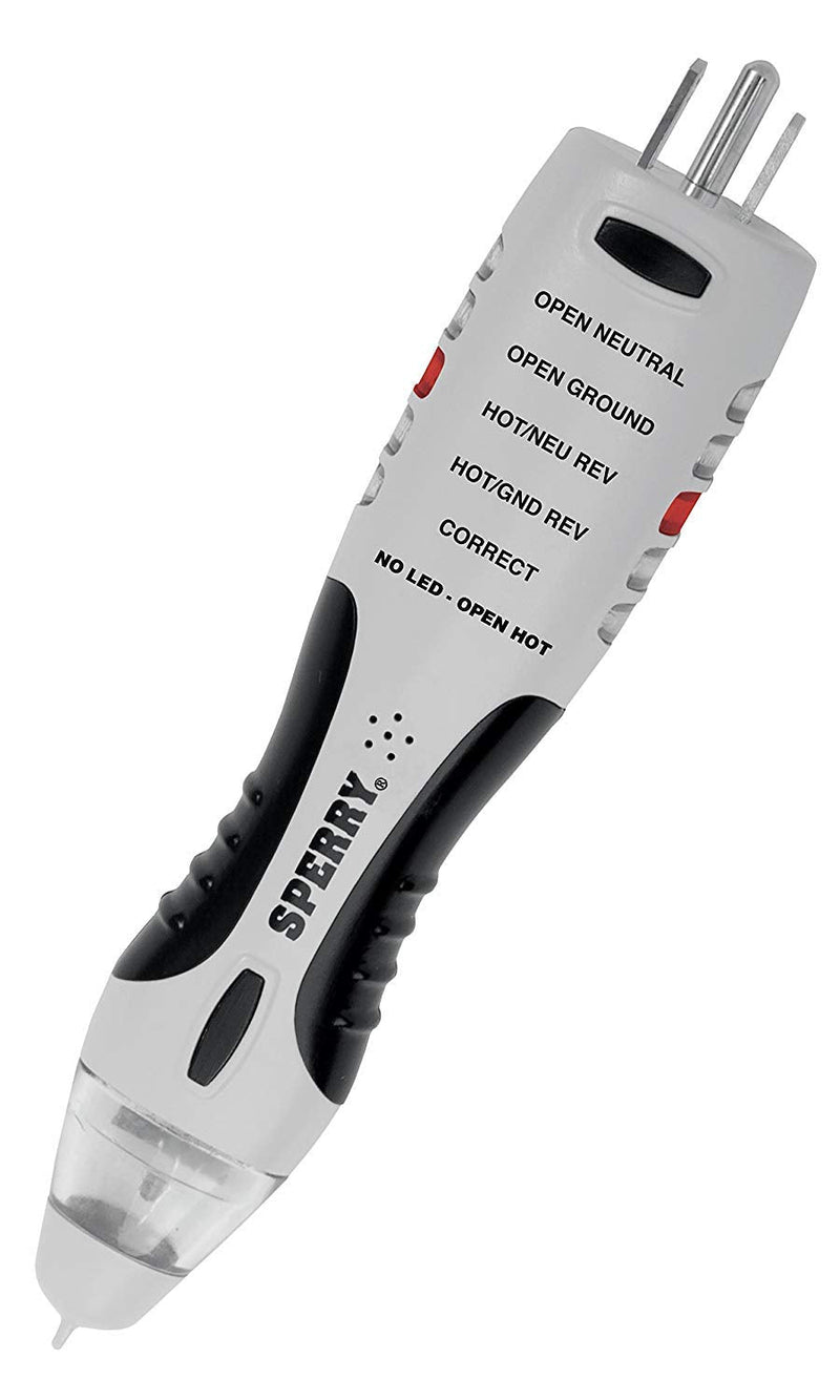 Sperry Instruments VD7504GFI DualCheck 2-in-1 Non-Contact Voltage Detector + GFCI Outlet Circuit Analyzer, 360° Visual & Audible Indicators, 50-1000V AC, 250 lb. Crush Rating