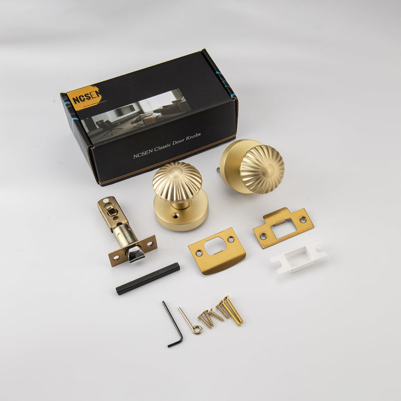 Gold Interior Door Knobs, Non Locking Door Knob Door Handles for Hall & Closet, Passage Seashell Knobs