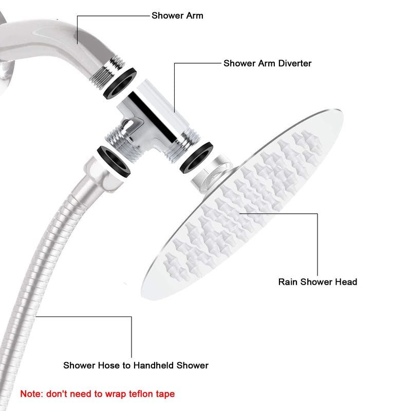 NearMoon Solid Brass G1/2" 3 Way Diverter Valve - Hose Fitting Tee, T Shape Adapter Connector for Angle Valve Hose, Bath Shower Arm, and Toilet Bidet Sprayer Faucet (Chrome Finish) Chrome Finish