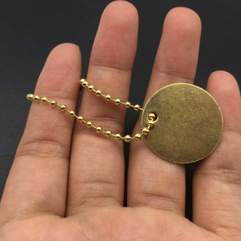 ABBECIAO 4.7" Brass Ball Chains 3/32 (2.4mm) Bead Keychains Value Tag Chain 100 Pack