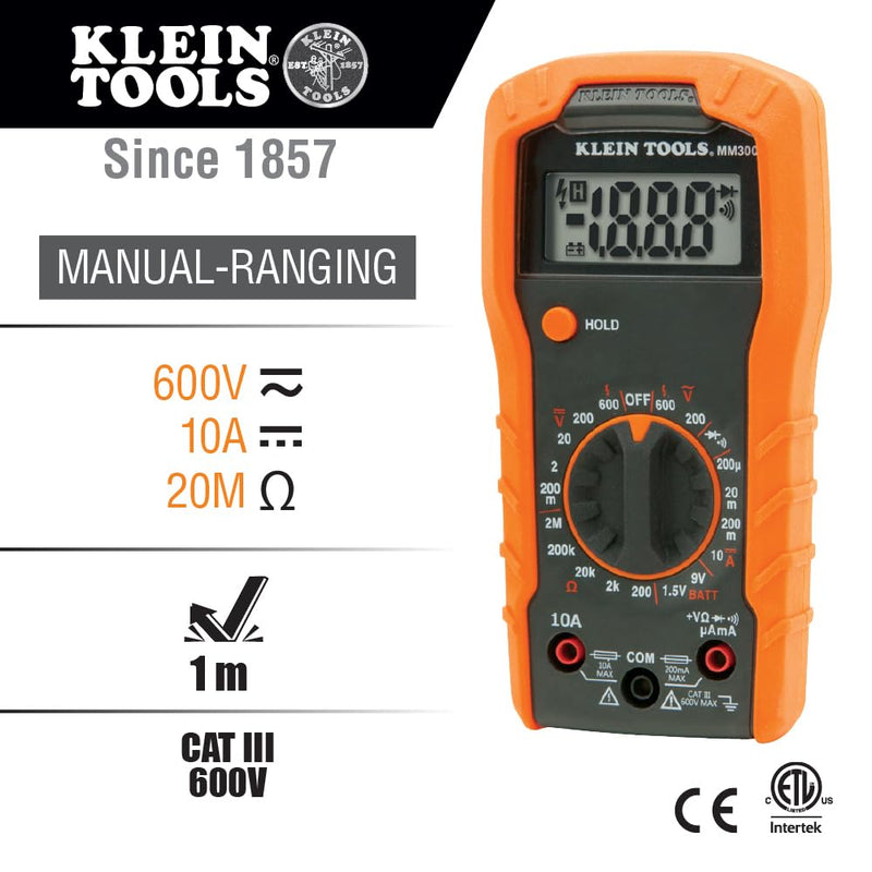 Klein Tools 69149P Electrical Test Kit with Digital Multimeter, Non-Contact Voltage Tester and Electrical Outlet Tester, Leads and Batteries Multimeter Kit